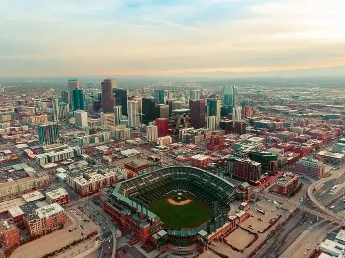 Framed Print : Aerial drone view of downtown Denver, Colorado Framed Print : Aerial drone view of downtown Denver, Colorado