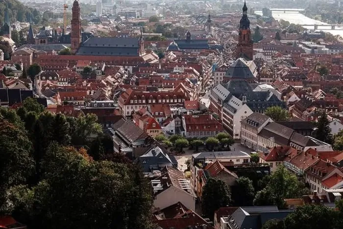 Framed Print : Aerial drone view over famous city of Heidelberg Germany with bridge on river Neckar Framed Print : Aerial drone view over famous city of Heidelberg Germany with bridge on river Neckar