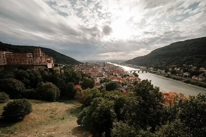 Framed Print : Aerial drone view over famous city of Heidelberg Germany with bridge on river Neckar Framed Print : Aerial drone view over famous city of Heidelberg Germany with bridge on river Neckar