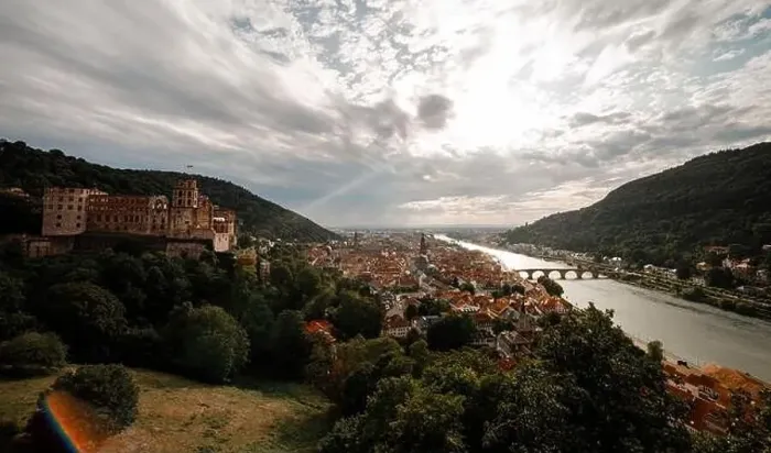 Framed Print : Aerial drone view over famous city of Heidelberg Germany with bridge on river Neckar Framed Print : Aerial drone view over famous city of Heidelberg Germany with bridge on river Neckar