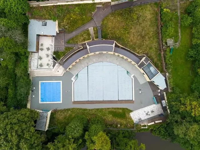 Framed Print : Aerial Drone View over the Grade II-listed Georgian Cleveland Pools Framed Print : Aerial Drone View over the Grade II-listed Georgian Cleveland Pools