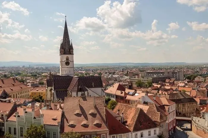 Framed Print : Aerial drone view of the Historic Center of Sibiu Framed Print : Aerial drone view of the Historic Center of Sibiu