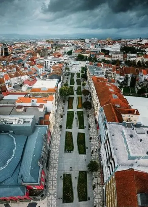 Framed Print : Aerial drone view of historic city of Braga in northern Portugal Framed Print : Aerial drone view of historic city of Braga in northern Portugal