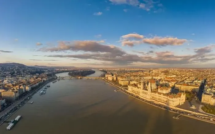Framed Print : Aerial drone view of Hungarian Parliament and Margaret island in Danube river in Budapest sunset Framed Print : Aerial drone view of Hungarian Parliament and Margaret island in Danube river in Budapest sunset