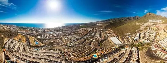 Framed Print : Aerial drone view with Las Americas beach at Costa Adeje, Tenerife, Canary
