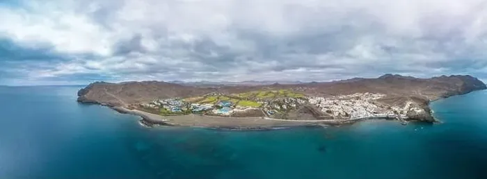 Framed Print : Aerial drone view of Las Playitas fishing town and the beach, Fuerteventura, Canary Islands, Spain Framed Print : Aerial drone view of Las Playitas fishing town and the beach, Fuerteventura, Canary Islands, Spain