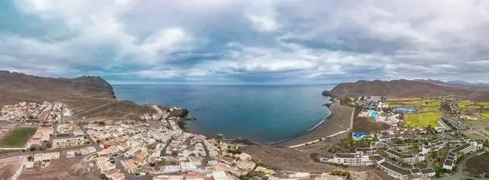 Framed Print : Aerial drone view of Las Playitas fishing town and the beach, Fuerteventura, Canary Islands, Spain Framed Print : Aerial drone view of Las Playitas fishing town and the beach, Fuerteventura, Canary Islands, Spain