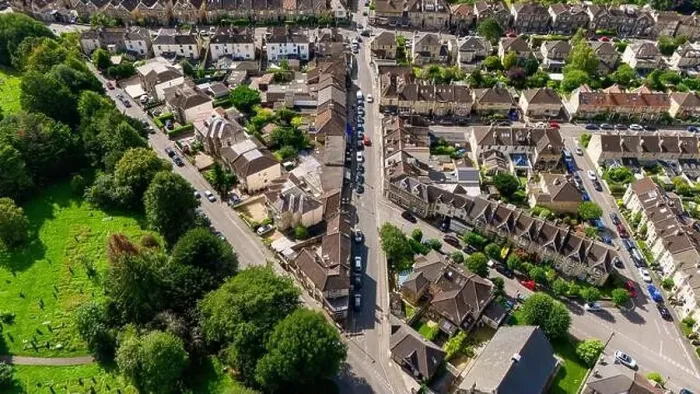 Framed Print : Aerial drone view looking down Chelsea Road, in the Lower Weston part of Bath UK. (22-08-2023) Framed Print : Aerial drone view looking down Chelsea Road, in the Lower Weston part of Bath UK. (22-08-2023)