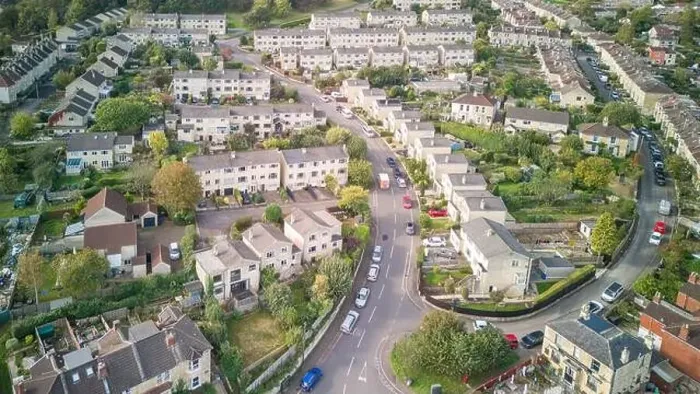 Framed Print : Aerial drone view of Marshfield Way, in the Fairfield Park part of Bath UK. (17-10-2023) Framed Print : Aerial drone view of Marshfield Way, in the Fairfield Park part of Bath UK. (17-10-2023)