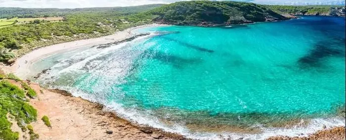 Framed Print : Aerial drone view of Menorca seascape at cala de Algariens, Spain Framed Print : Aerial drone view of Menorca seascape at cala de Algariens, Spain