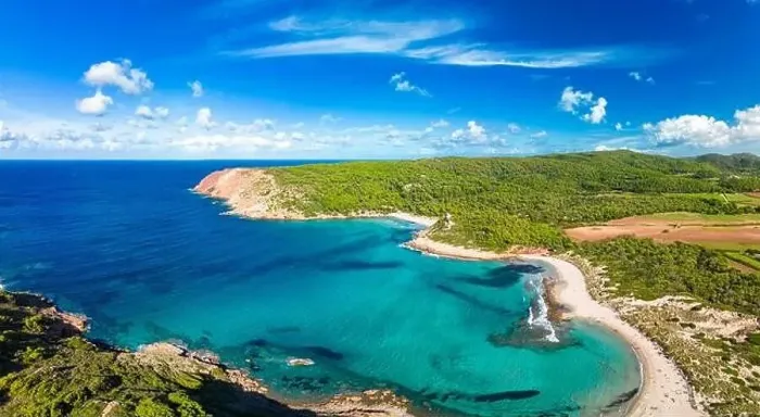 Framed Print : Aerial drone view of Menorca seascape at cala de Algariens, Spain Framed Print : Aerial drone view of Menorca seascape at cala de Algariens, Spain