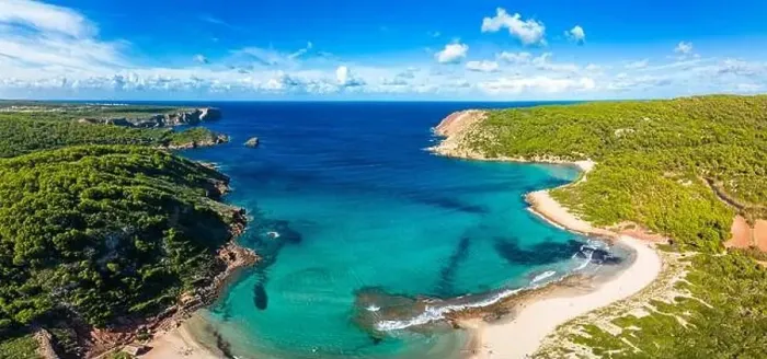 Framed Print : Aerial drone view of Menorca seascape at cala de Algariens, Spain Framed Print : Aerial drone view of Menorca seascape at cala de Algariens, Spain