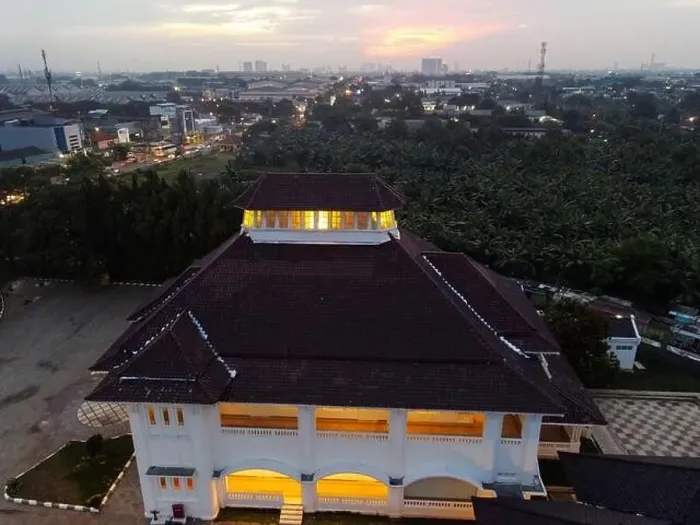 Framed Print : Aerial drone view of Monument Gedung Juang is one of historical building in Tambun at night Framed Print : Aerial drone view of Monument Gedung Juang is one of historical building in Tambun at night