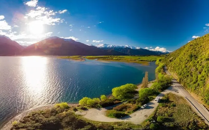 Framed Print : Aerial drone view of north side of Lake Wanaka at Makarora, South Island, New Zealand Framed Print : Aerial drone view of north side of Lake Wanaka at Makarora, South Island, New Zealand