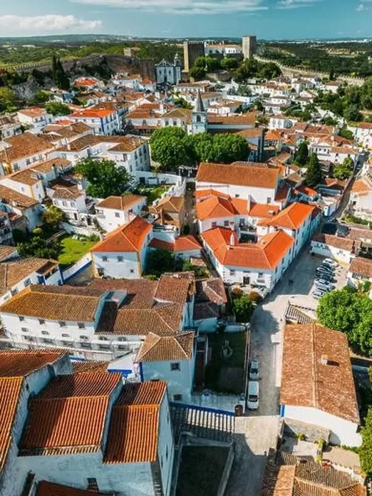 Framed Print : Aerial drone view of Obidos, a town in the Oeste region Framed Print : Aerial drone view of Obidos, a town in the Oeste region