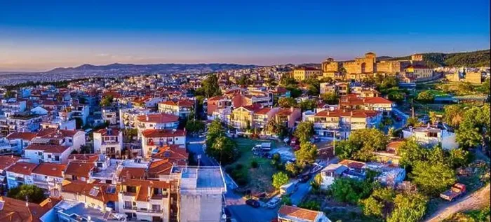 Framed Print : Aerial drone view of old Byzantine castle and the famous city of Thessaloniki or Salonica at sunset, North Greece Framed Print : Aerial drone view of old Byzantine castle and the famous city of Thessaloniki or Salonica at sunset, North Greece