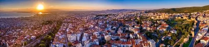 Framed Print : Aerial drone view of old Byzantine castle and the famous city of Thessaloniki or Salonica at sunset, North Greece Framed Print : Aerial drone view of old Byzantine castle and the famous city of Thessaloniki or Salonica at sunset, North Greece