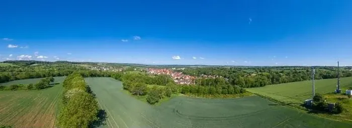 Framed Print : Aerial drone view, panoramic view of landscape and city, Gochsheim, Kraichgau, Baden-Wurttemberg, Germany, Europe Framed Print : Aerial drone view, panoramic view of landscape and city, Gochsheim, Kraichgau, Baden-Wurttemberg, Germany, Europe