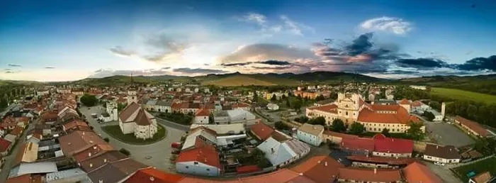 Framed Print : Aerial drone view of Podolinec, the town near Stara Lubovna, Slovakia, during sunset Framed Print : Aerial drone view of Podolinec, the town near Stara Lubovna, Slovakia, during sunset