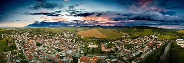 Framed Print : Aerial drone view of Podolinec, the town near Stara Lubovna, Slovakia, during sunset Framed Print : Aerial drone view of Podolinec, the town near Stara Lubovna, Slovakia, during sunset