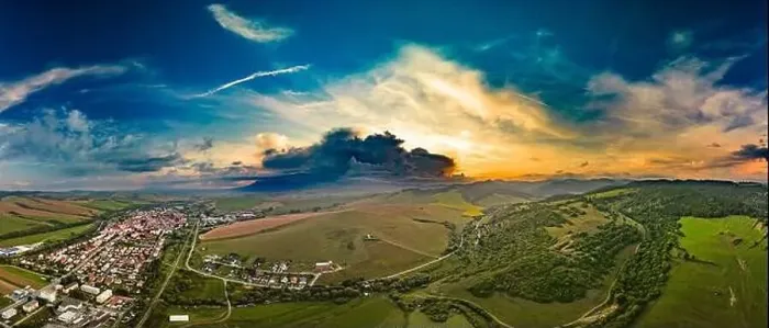 Framed Print : Aerial drone view of Podolinec, the town near Stara Lubovna, Slovakia, during sunset Framed Print : Aerial drone view of Podolinec, the town near Stara Lubovna, Slovakia, during sunset