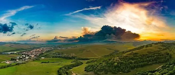 Framed Print : Aerial drone view of Podolinec, the town near Stara Lubovna, Slovakia, during sunset Framed Print : Aerial drone view of Podolinec, the town near Stara Lubovna, Slovakia, during sunset