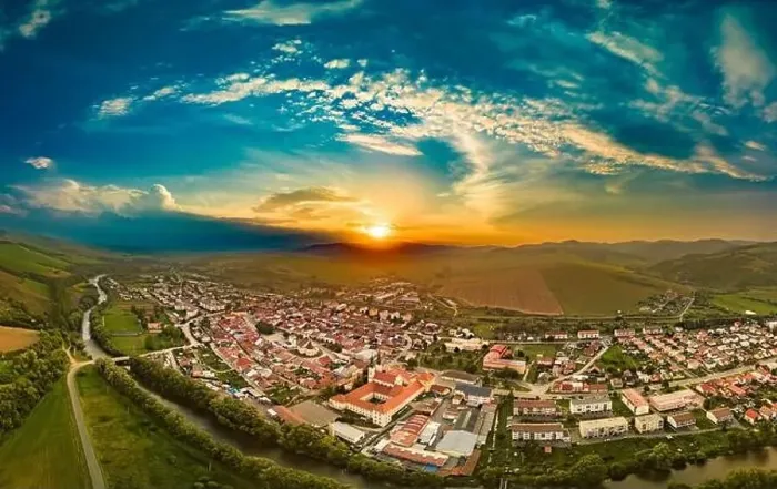 Framed Print : Aerial drone view of Podolinec, the town near Stara Lubovna, Slovakia, during sunset Framed Print : Aerial drone view of Podolinec, the town near Stara Lubovna, Slovakia, during sunset