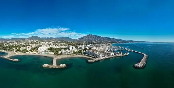 Framed Print : aerial drone view of Puerto Banus in Marbella town, Spain Framed Print : aerial drone view of Puerto Banus in Marbella town, Spain