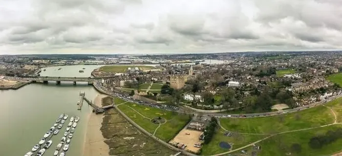 Framed Print : Aerial drone view to Rochester cathedral and castle Framed Print : Aerial drone view to Rochester cathedral and castle