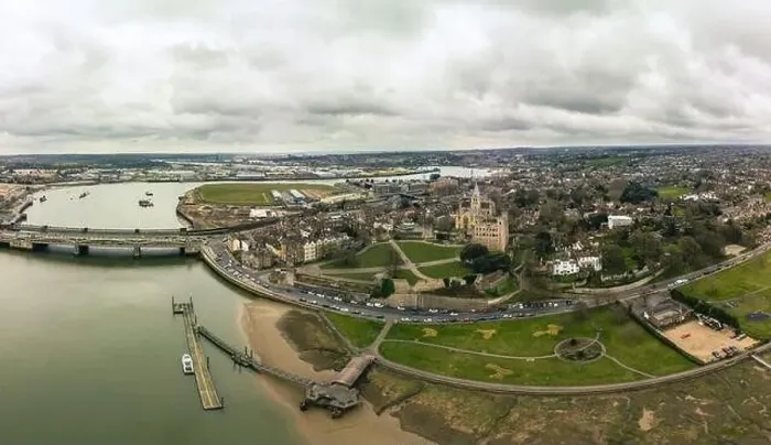 Framed Print : Aerial drone view to Rochester cathedral and castle Framed Print : Aerial drone view to Rochester cathedral and castle
