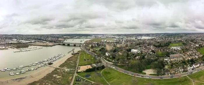 Framed Print : Aerial drone view to Rochester cathedral and castle Framed Print : Aerial drone view to Rochester cathedral and castle