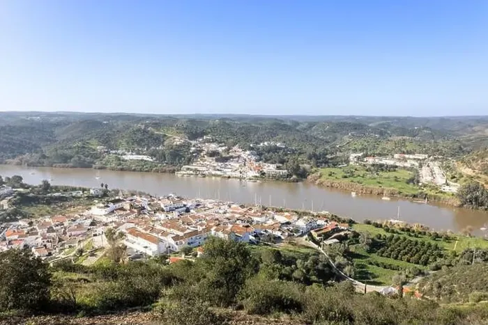 Framed Print : Aerial drone view of Sanlucar de Guadiana village in Huelva Framed Print : Aerial drone view of Sanlucar de Guadiana village in Huelva