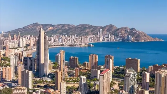 Framed Print : Aerial drone view of the skyline of Benidorm. Benidorm is a coastal city in the Costa Blanca, Spain Framed Print : Aerial drone view of the skyline of Benidorm. Benidorm is a coastal city in the Costa Blanca, Spain