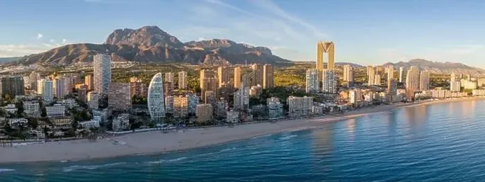 Framed Print : Aerial drone view of the skyline of Benidorm. Benidorm is a coastal city in the Costa Blanca, Spain Framed Print : Aerial drone view of the skyline of Benidorm. Benidorm is a coastal city in the Costa Blanca, Spain