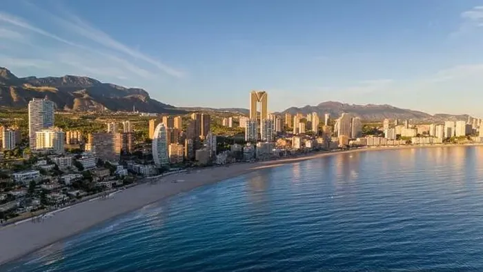 Framed Print : Aerial drone view of the skyline of Benidorm. Benidorm is a coastal city in the Costa Blanca, Spain Framed Print : Aerial drone view of the skyline of Benidorm. Benidorm is a coastal city in the Costa Blanca, Spain