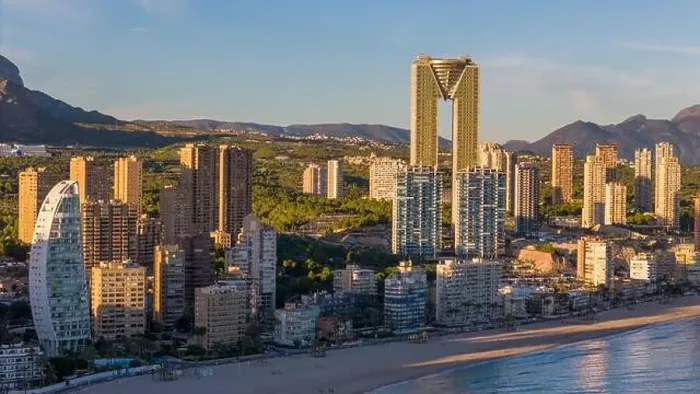 Framed Print : Aerial drone view of the skyline of Benidorm. Benidorm is a coastal city in the Costa Blanca, Spain Framed Print : Aerial drone view of the skyline of Benidorm. Benidorm is a coastal city in the Costa Blanca, Spain