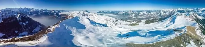 Framed Print : Aerial drone view of snow covered mountains and ski slopes, ski area Stoos, Switzerland Framed Print : Aerial drone view of snow covered mountains and ski slopes, ski area Stoos, Switzerland
