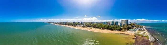 Framed Print : Aerial drone view of Suttons Beach, Redcliffe, Queensland, Australia Framed Print : Aerial drone view of Suttons Beach, Redcliffe, Queensland, Australia
