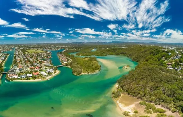 Framed Print : Aerial drone view of Tallebudgera Creek and beach on the Gold Coast, Queensland, Australia Framed Print : Aerial drone view of Tallebudgera Creek and beach on the Gold Coast, Queensland, Australia