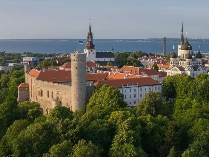 Framed Print : Aerial drone view over the Toompea hill in Tallinn old town, Estonia Framed Print : Aerial drone view over the Toompea hill in Tallinn old town, Estonia