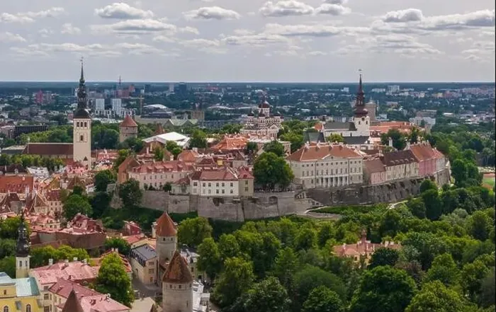 Framed Print : Aerial drone view over the Toompea hill in Tallinn old town, Estonia Framed Print : Aerial drone view over the Toompea hill in Tallinn old town, Estonia