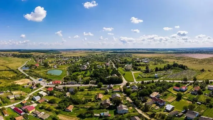 Framed Print : Aerial drone view of traditional Ukrainian village. Countryside it the west of Ukraine Framed Print : Aerial drone view of traditional Ukrainian village. Countryside it the west of Ukraine