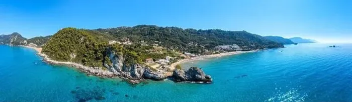 Framed Print : Aerial drone view over western coast and Glyfada beach Framed Print : Aerial drone view over western coast and Glyfada beach