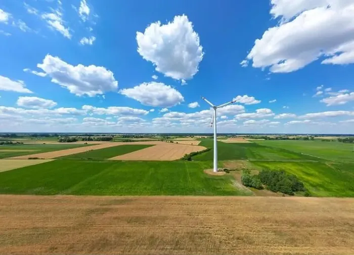 Framed Print : Aerial drone view of wind power turbines Framed Print : Aerial drone view of wind power turbines