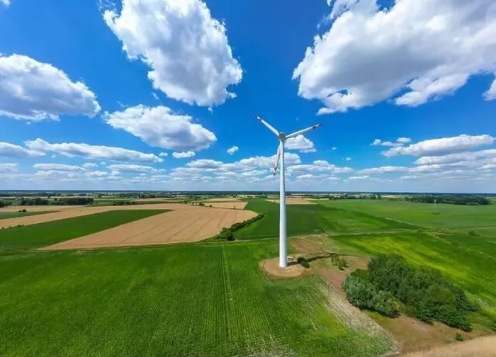 Framed Print : Aerial drone view of wind power turbines Framed Print : Aerial drone view of wind power turbines