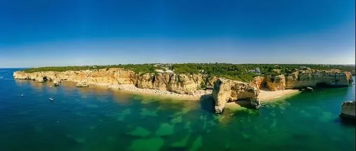 Framed Print : Aerial drone views of Praia da Marinha and Malhada do Baraco - beaches in Algarve, Portugal Framed Print : Aerial drone views of Praia da Marinha and Malhada do Baraco - beaches in Algarve, Portugal