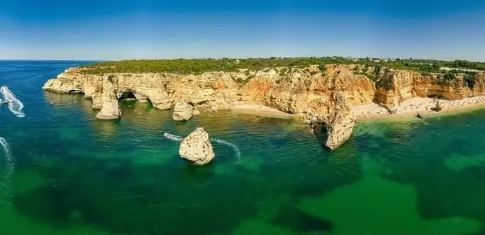 Framed Print : Aerial drone views of Praia da Marinha and Malhada do Baraco - beaches in Algarve, Portugal Framed Print : Aerial drone views of Praia da Marinha and Malhada do Baraco - beaches in Algarve, Portugal