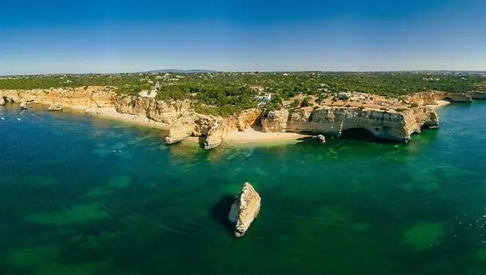 Framed Print : Aerial drone views of Praia da Marinha and Malhada do Baraco - beaches in Algarve, Portugal Framed Print : Aerial drone views of Praia da Marinha and Malhada do Baraco - beaches in Algarve, Portugal