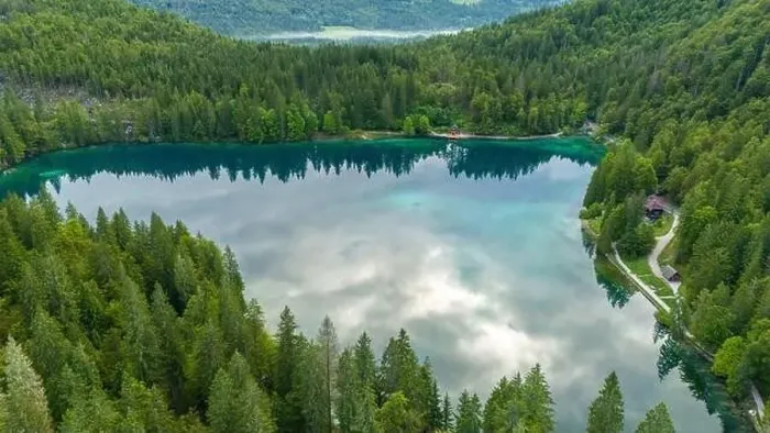 Framed Print : Aerial Exploration: Magnificent Fusine Lake in Italian Landscape Framed Print : Aerial Exploration: Magnificent Fusine Lake in Italian Landscape