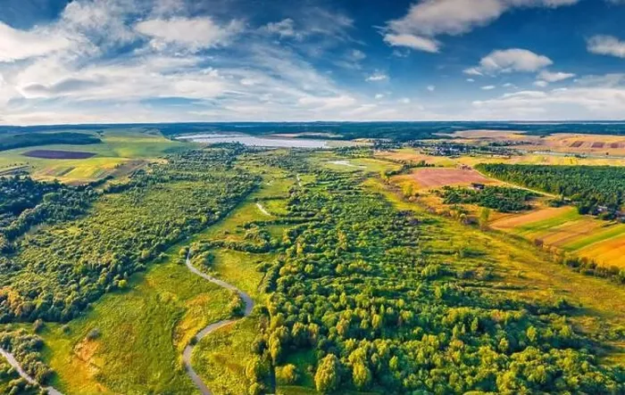 Framed Print : Aerial green view of Seret river Framed Print : Aerial green view of Seret river